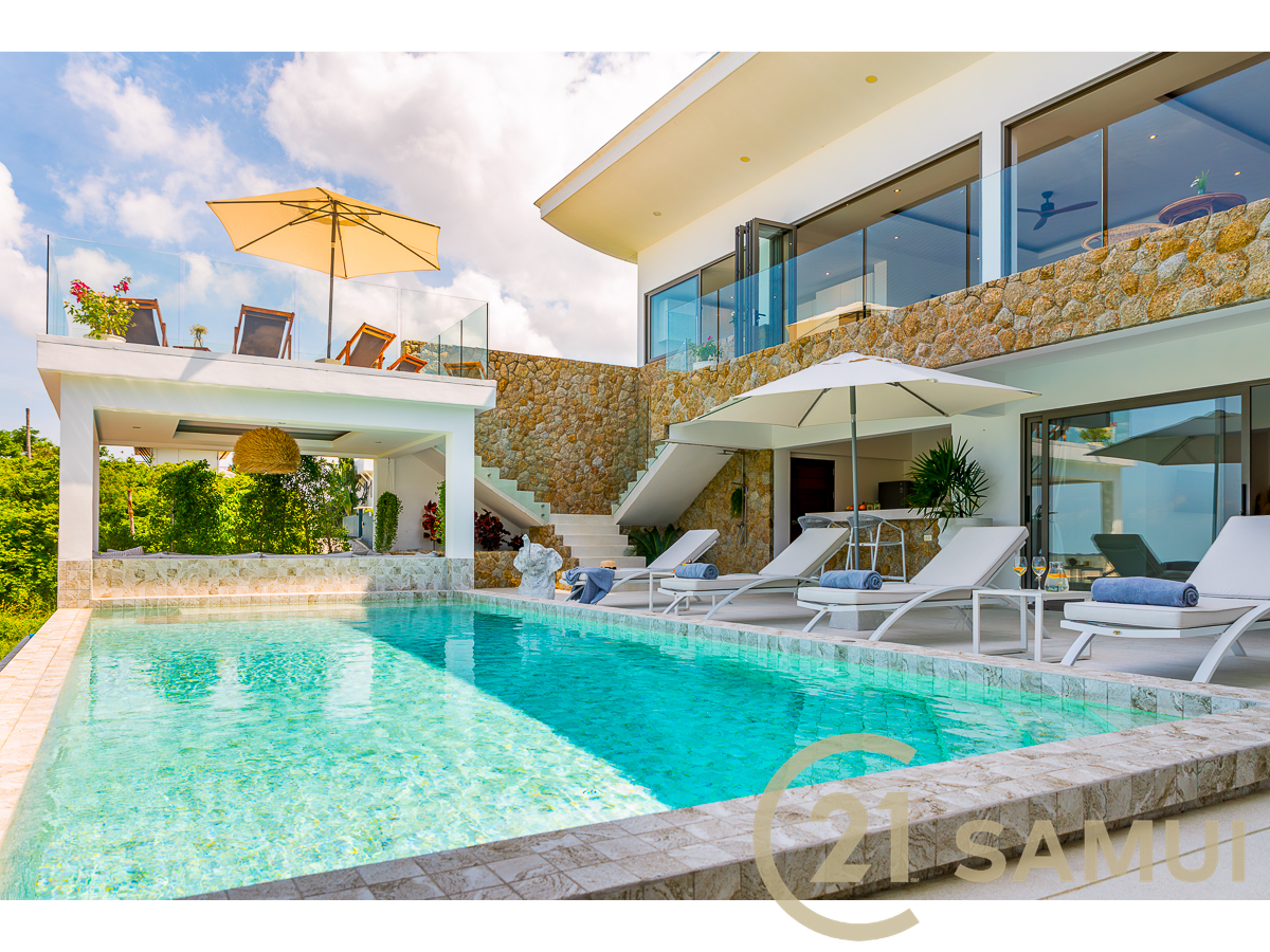 2-Story Luxury Sea View Pool Villa For Sale In Bophut Hills, Koh Samui, Thailand