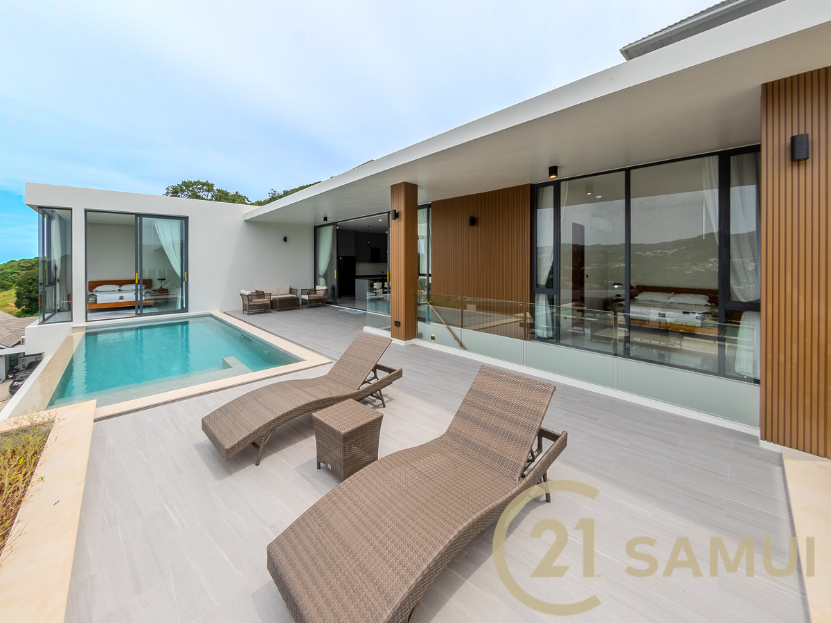 Two-Story Pool Villa With Garden Overlooking The Mountains For Sale In Bophut, Koh Samui, Thailand