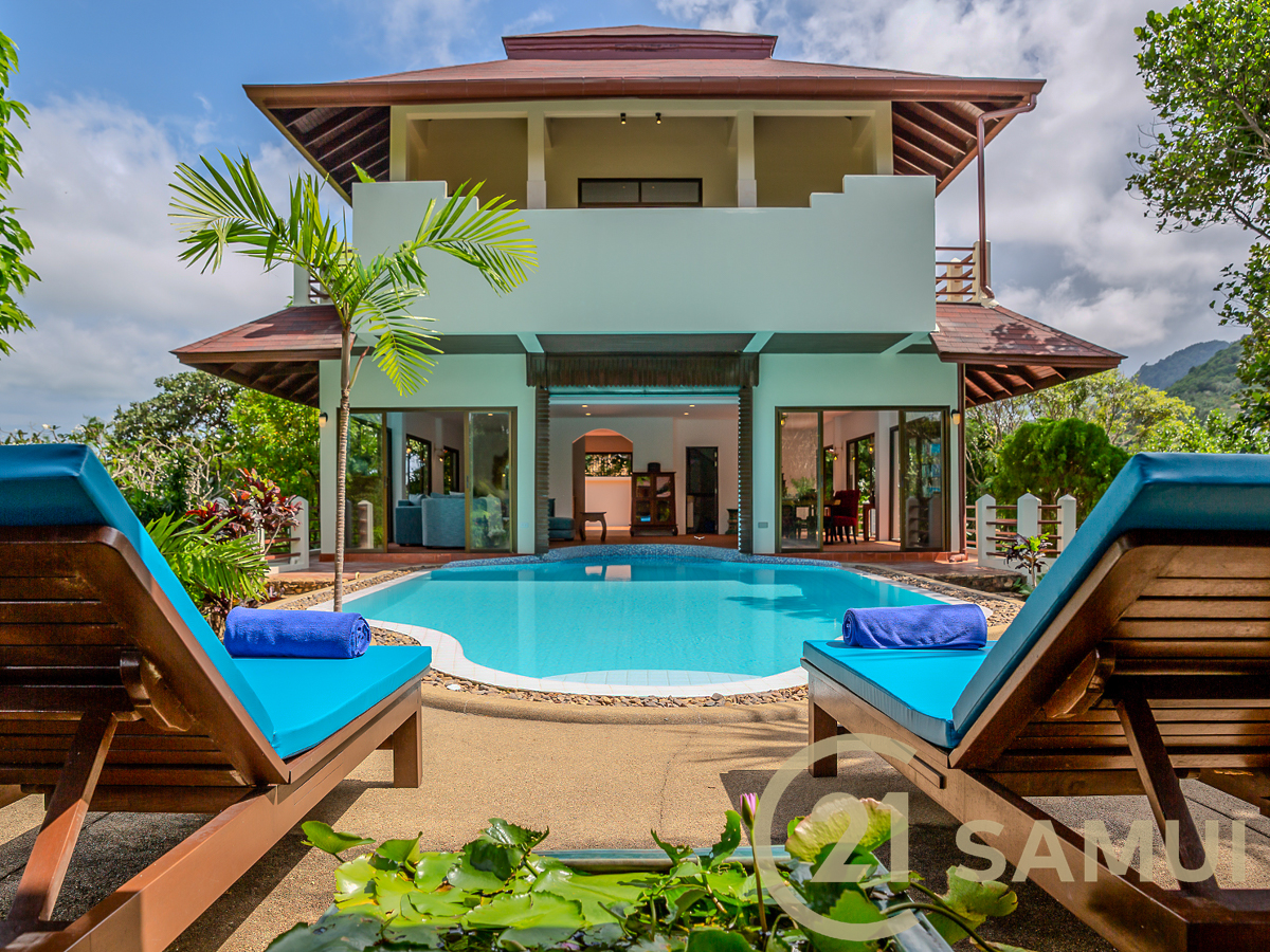 Three Bedrooms Pool Villa With Stunning View For Sale In Maenam, Koh Samui, Thailand