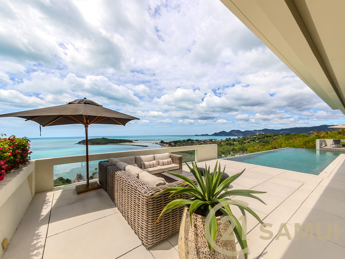 Breathtaking 5-Bedroom Pool Villa with Panoramic Ocean Views for Sale in Plai Laem, Koh Samui, Thailand