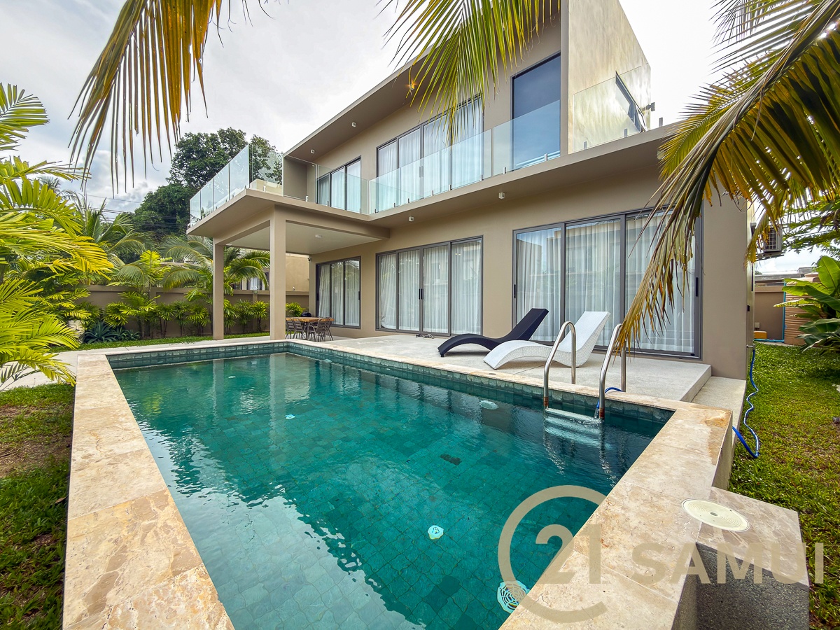 Villa Moderne De 3 Chambres Avec Piscine Et Toit-Terrasse À Vendre À Maenam, Koh Samui, Thaïlande
