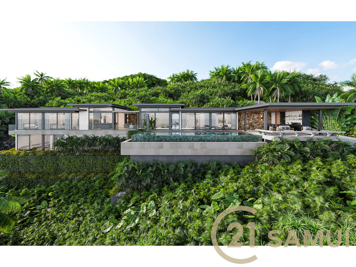 Off-Plan Luxury Contemporary Hillside Villa with Panoramic Ocean Views for Sale In Bophut Hills, Koh Samui, Thailand